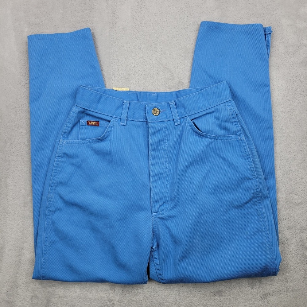 Lee Pants Womens 10 Blue Stretch Khaki Chino Commuter Trouser Slacks Vintage USA